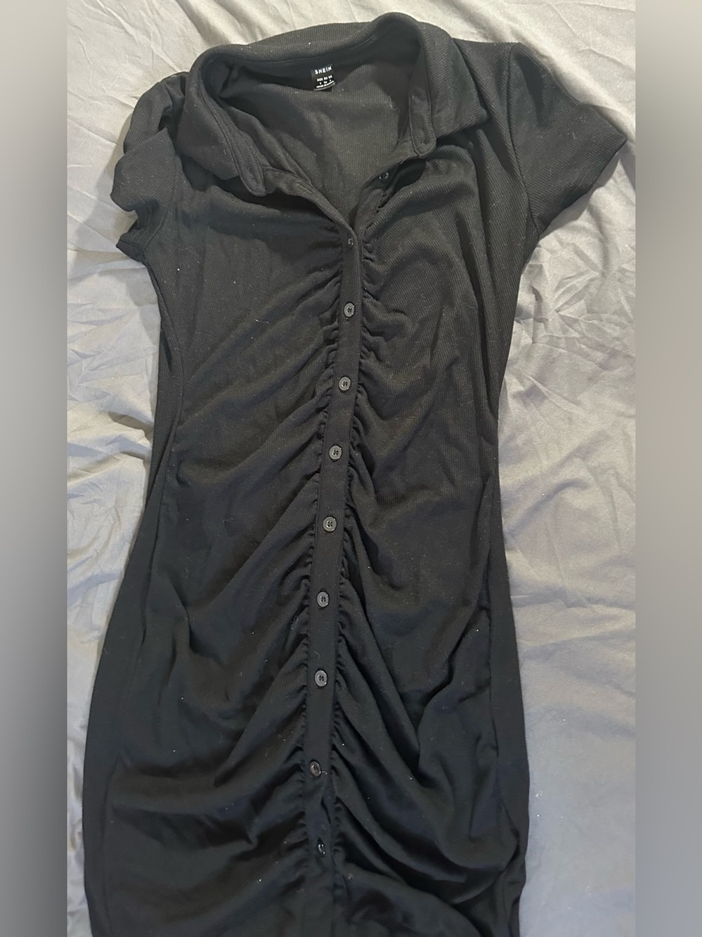SHEIN Black Ribbed Crewneck Dress